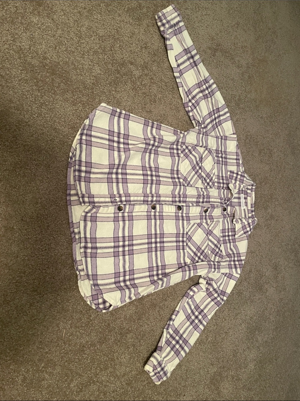 Zara Cream and Lavender Flannel Plaid Shirt